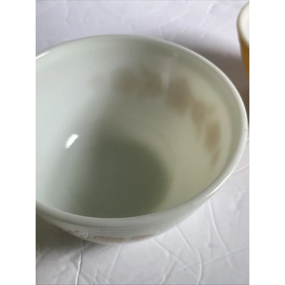 Vintage Pyrex Butterfly Gold 401 402 Nesting Mixing Bowl Set White Milk Glass